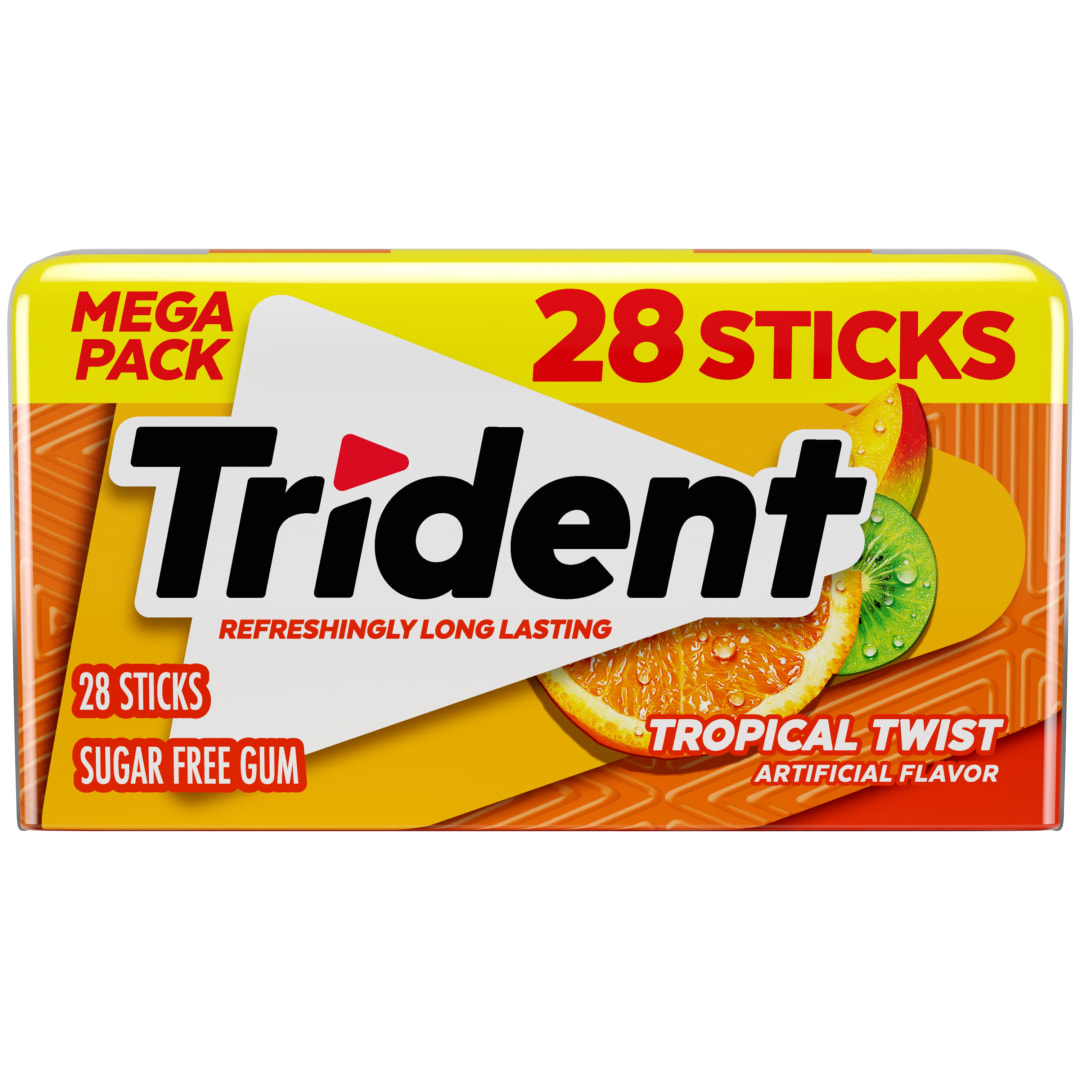 Trident Sugar Free Chewing Gum Tropical Twist 28 pc Mega Pack
