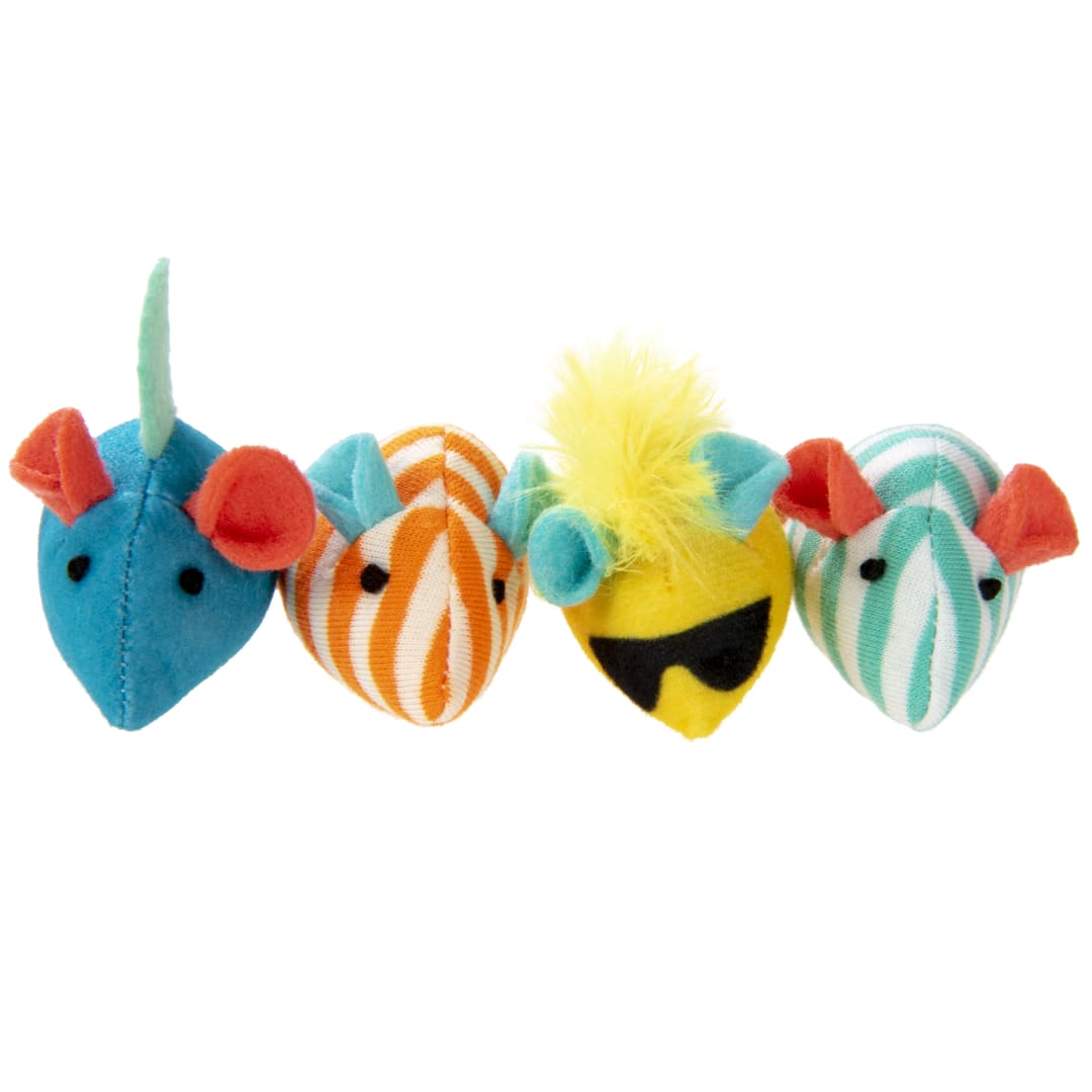 SmartyKat Skitter Mice (Set of 4) Summer Plush Catnip Cat Toys
