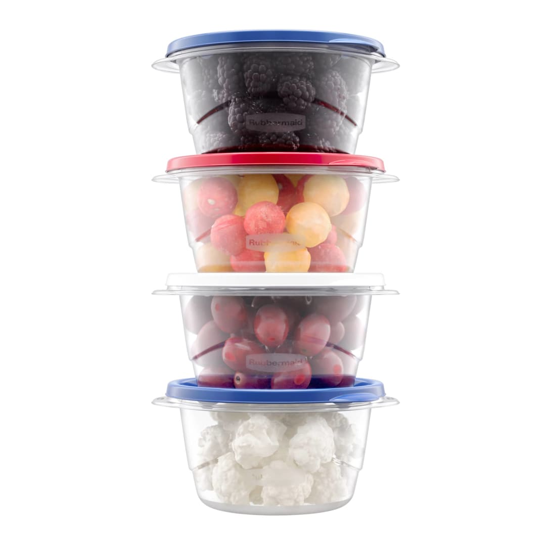 Rubbermaid TakeAlongs Special-Edition Americana 3.2-Cup Round Food Storage Containers with Lids, 4-Pack, Snack Containers, QuikClik Seal, Ridged Lids, BPA-Free