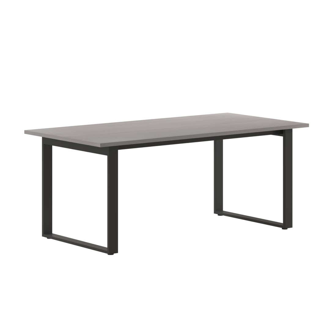 Redmond Commercial 72x36 Collaborative Table Desk, 1" Thick Double Sided Laminate Table Top with PVC Edging, Heavy Duty U-Frame Steel Base, Gray Oak