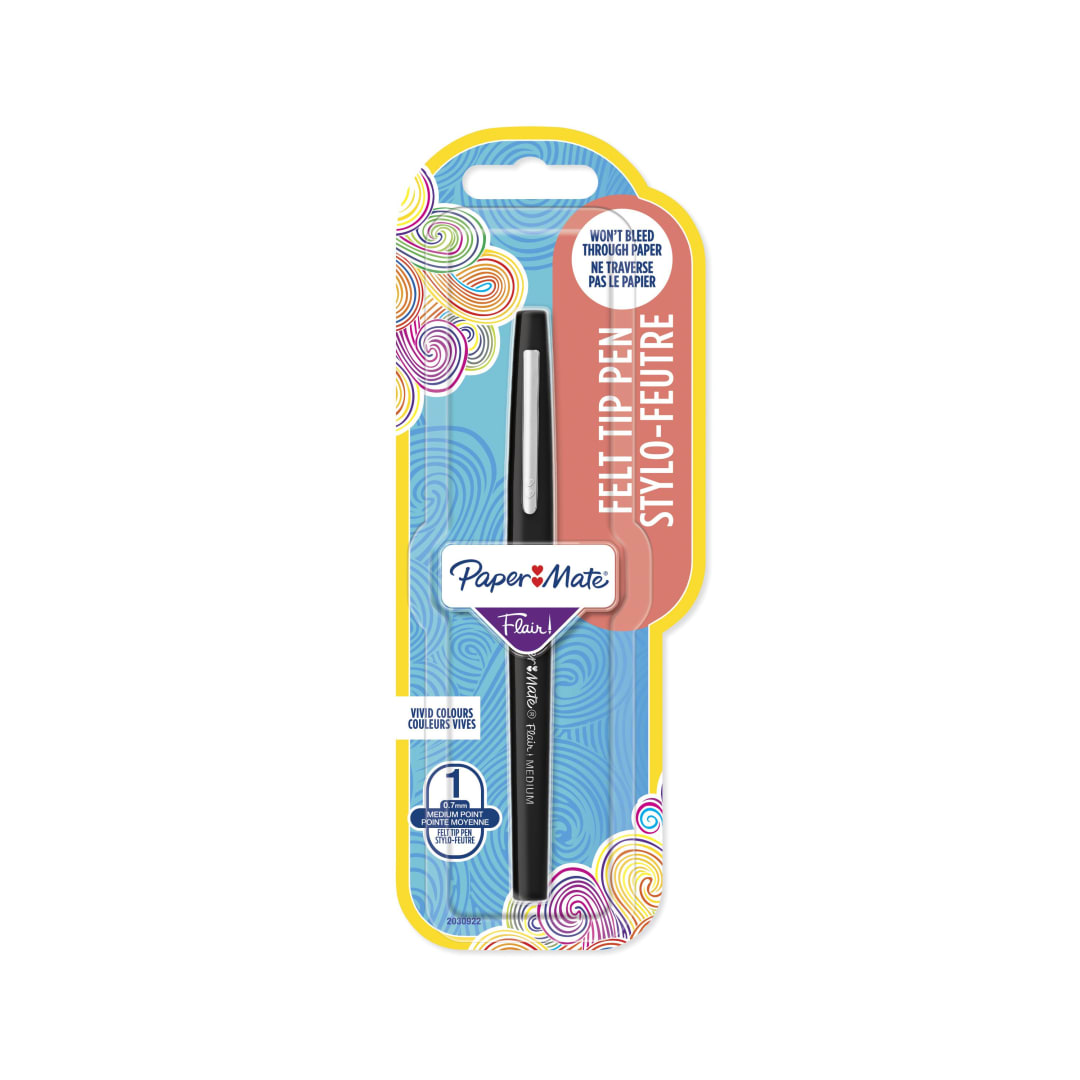 Paper Mate Flair rotuladorpunta mediana de 1,1 mmnegrocaja de 1