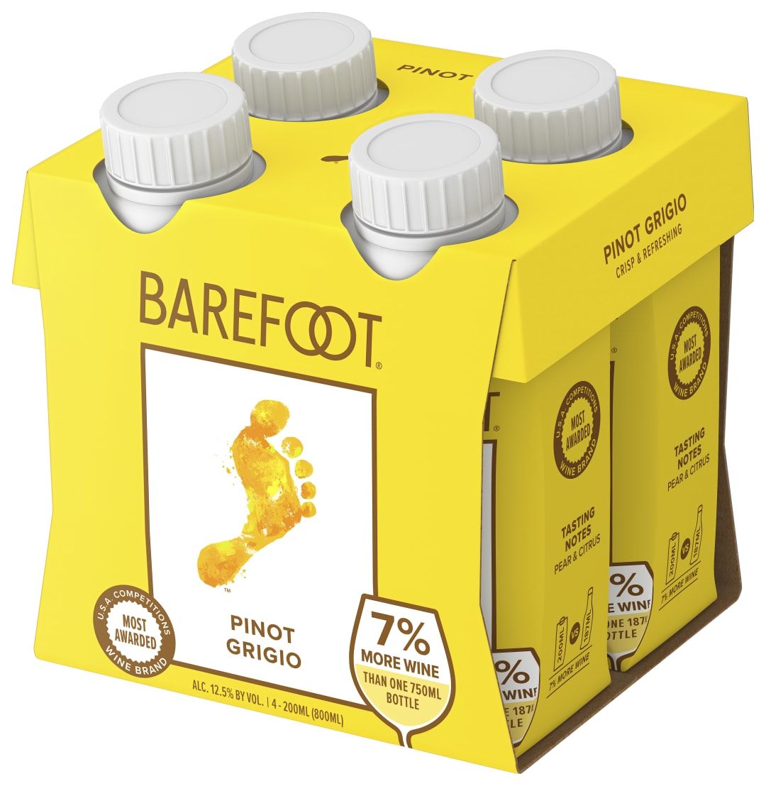 Barefoot Cellars Pinot Grigio White Wine Tetra 200ml 4pk