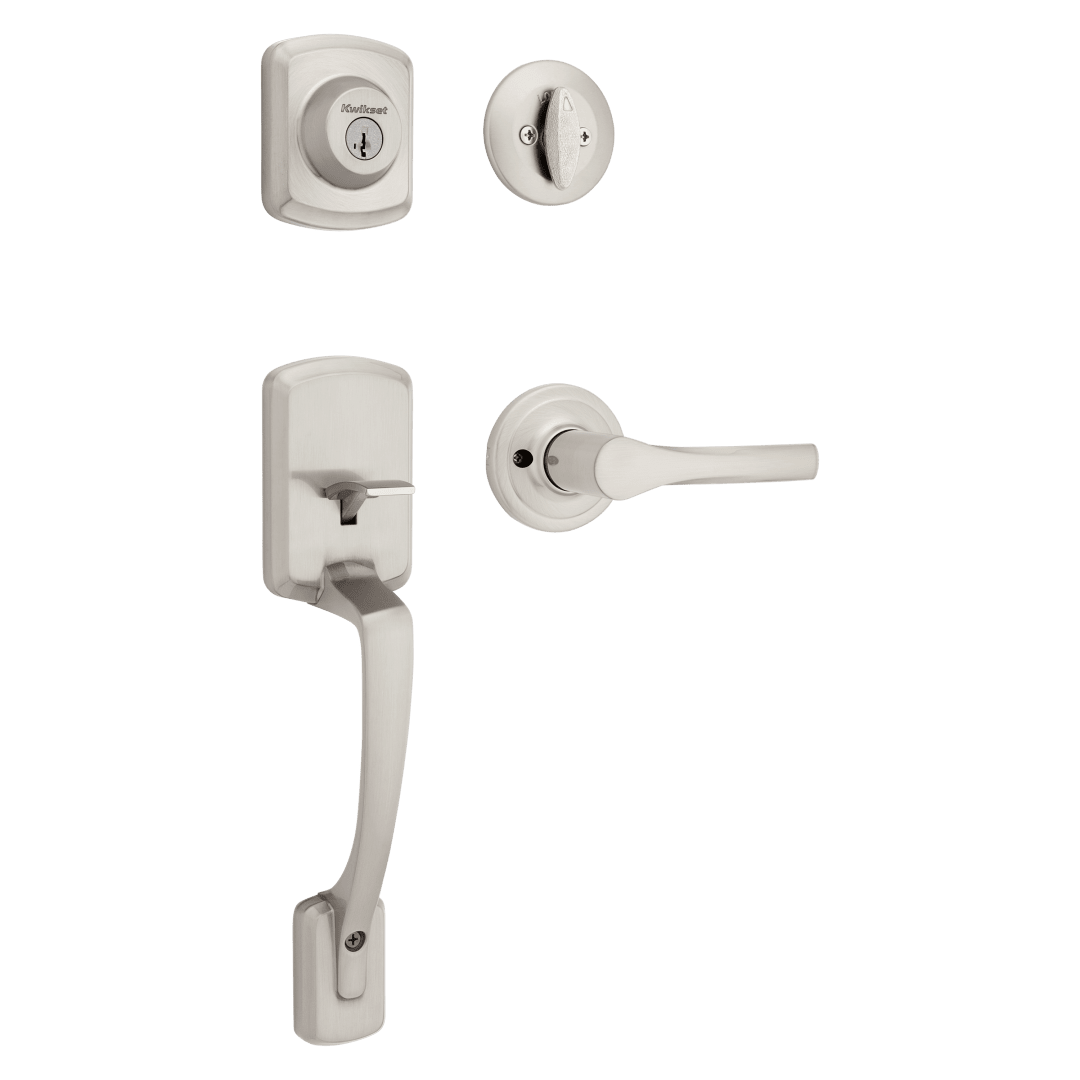 Henley Entry Single Cylinder Handleset in Satin Nickel featuring SmartKey Security