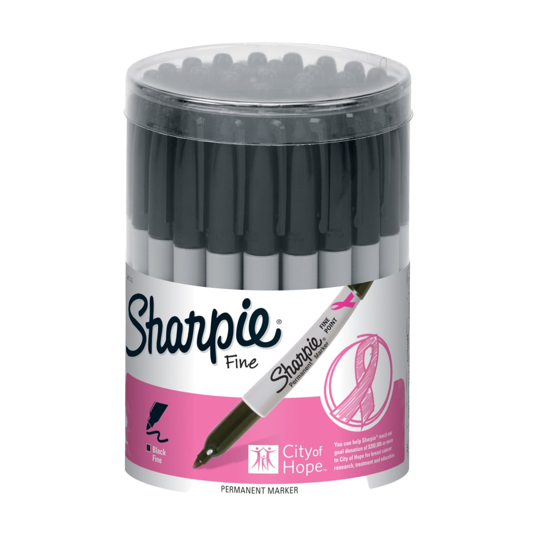 Sharpie® Permanent Markers, Fine Point, Black, Pink Ribbon Edition, 36 Count