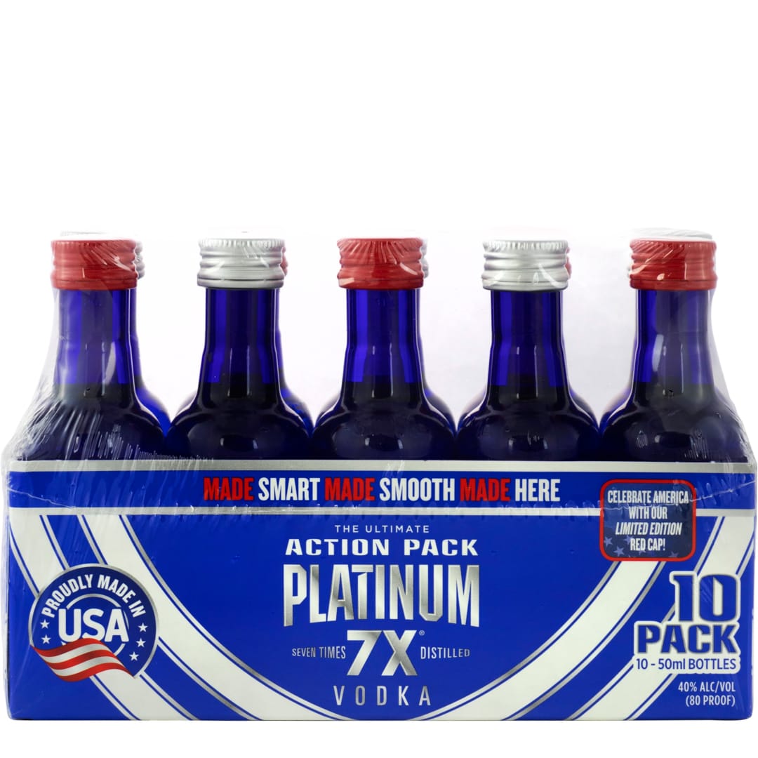 Platinum 7X Seven Times Distilled Extra Smooth Vodka 10 Pack 50ml 80 Proof