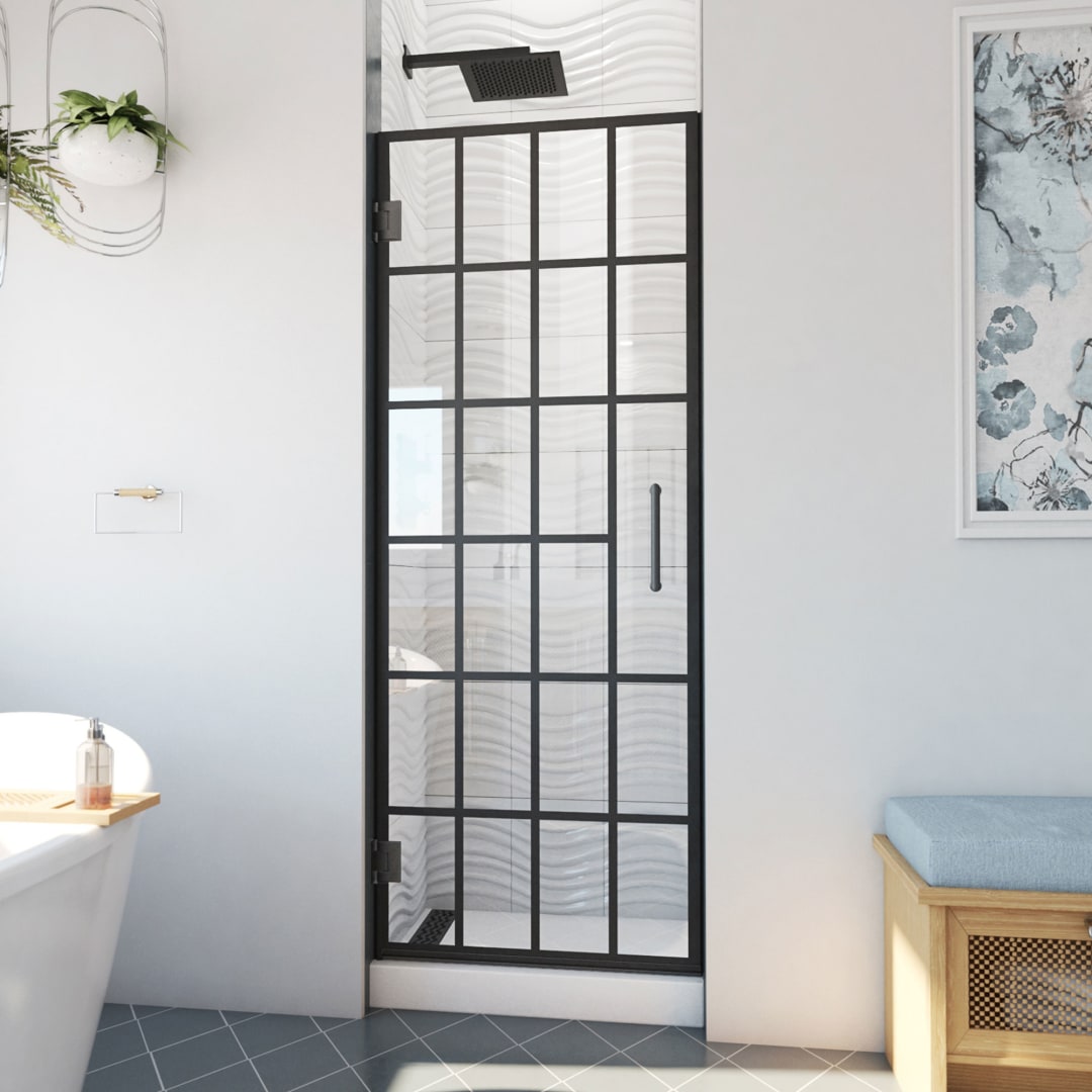DreamLine Unidoor Toulon 30 inch W x 72 inch H Frameless Hinged Shower Door in Matte Black