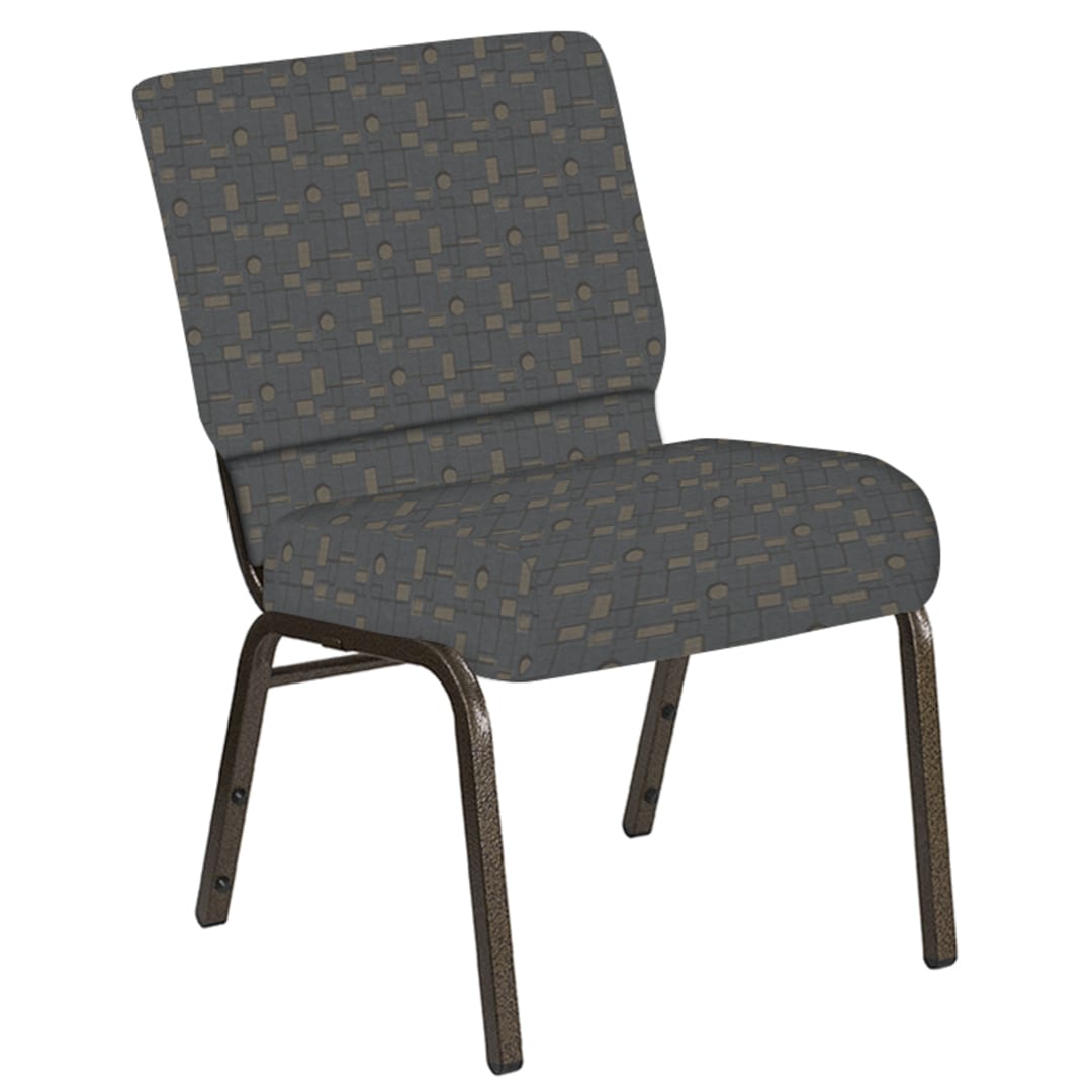 Embroidered 21''W Church Chair in Circuit Teal Fabric - Gold Vein Frame