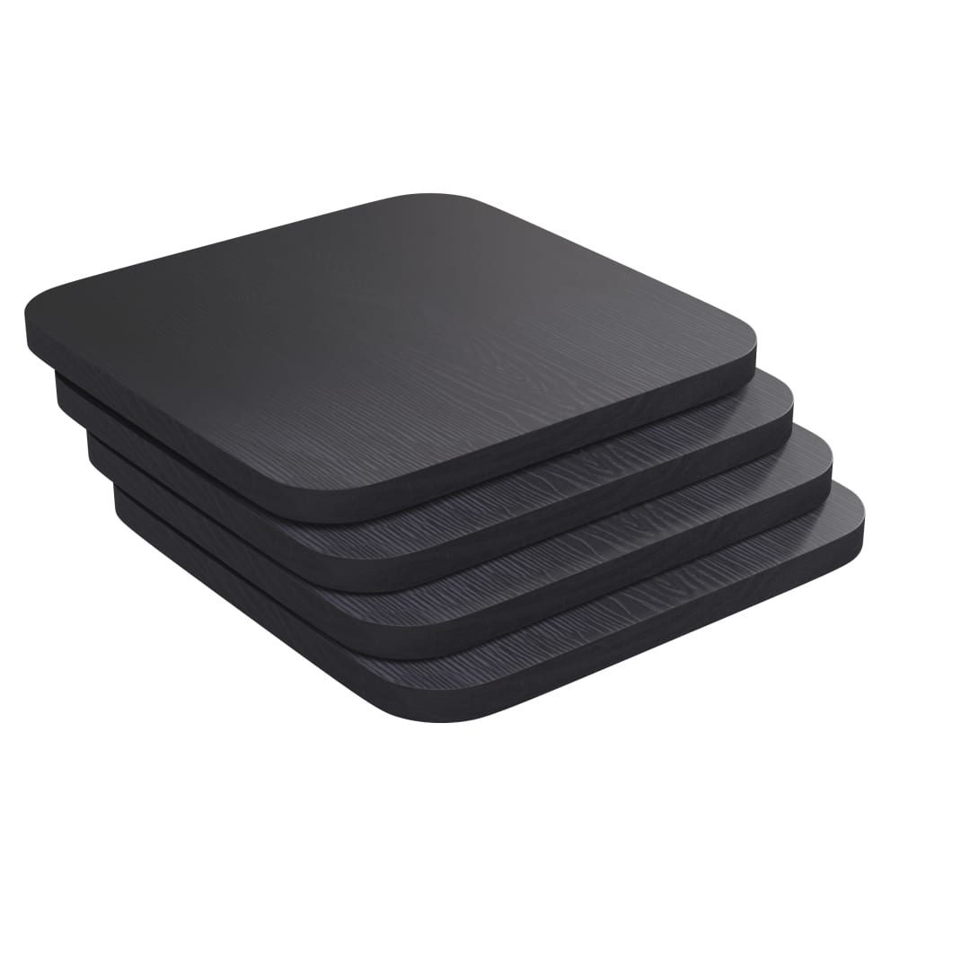 Perry Poly Resin Wood Square Seat with Rounded Edges for Colorful Metal Barstools in Black