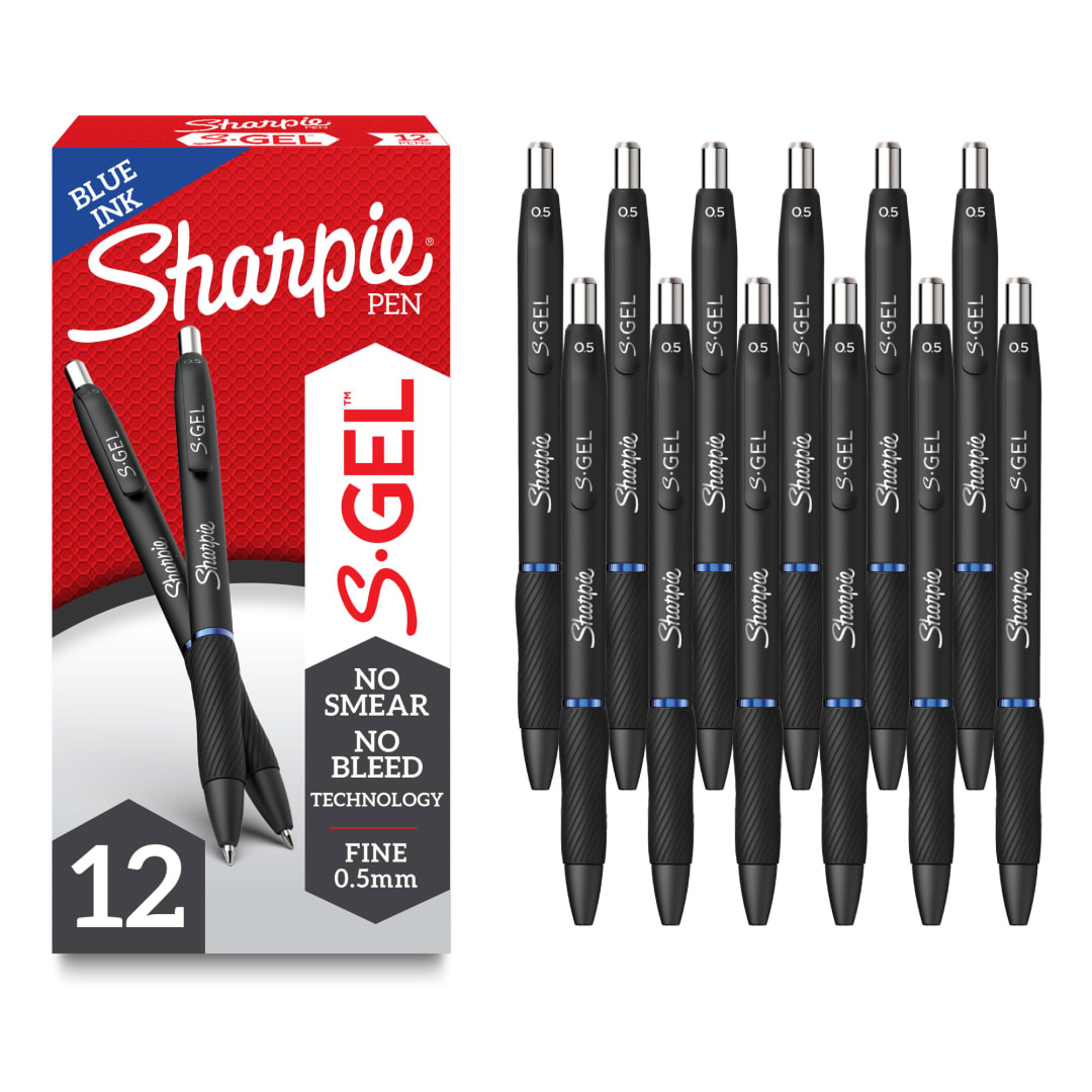 Sharpie® S-Gel, Gel Pens, Fine Point (0.5mm), Blue Ink Gel Pen, 12 Count