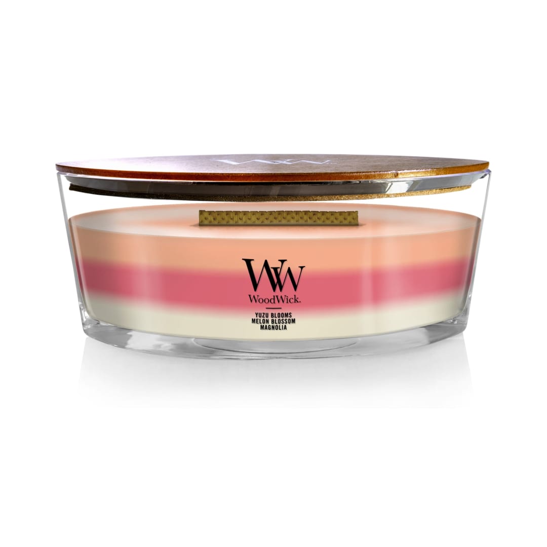 WoodWick® Blooming Orchard Scented Trilogy Ellipse Candle, Crackles as it Burns, Up to 50 Hours Burn time, 16oz