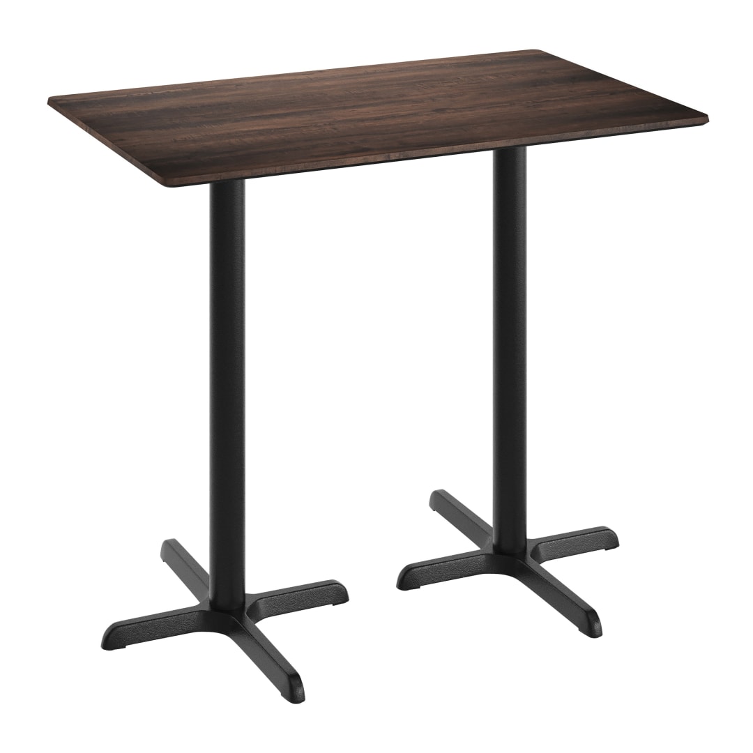 TopGuard 48" x 30" Tabletop, Seamless Surface Technology, Dark Brown, 22" x 30" Black Bar Height X-Base, Moisture, Scratch, Heat, UV Resistants