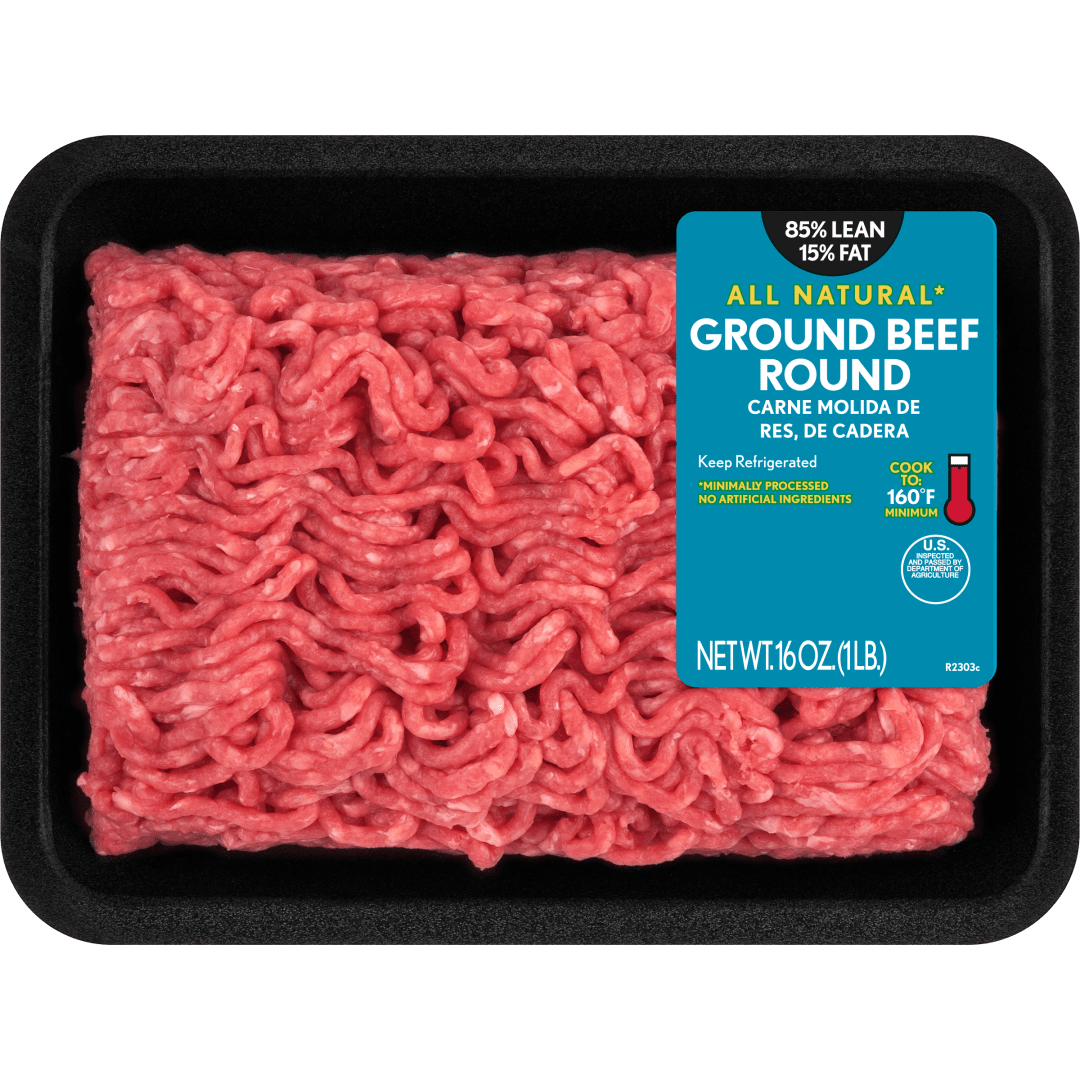 All Natural* 85% Lean/15% Fat Ground Beef Round Tray, 1 lb