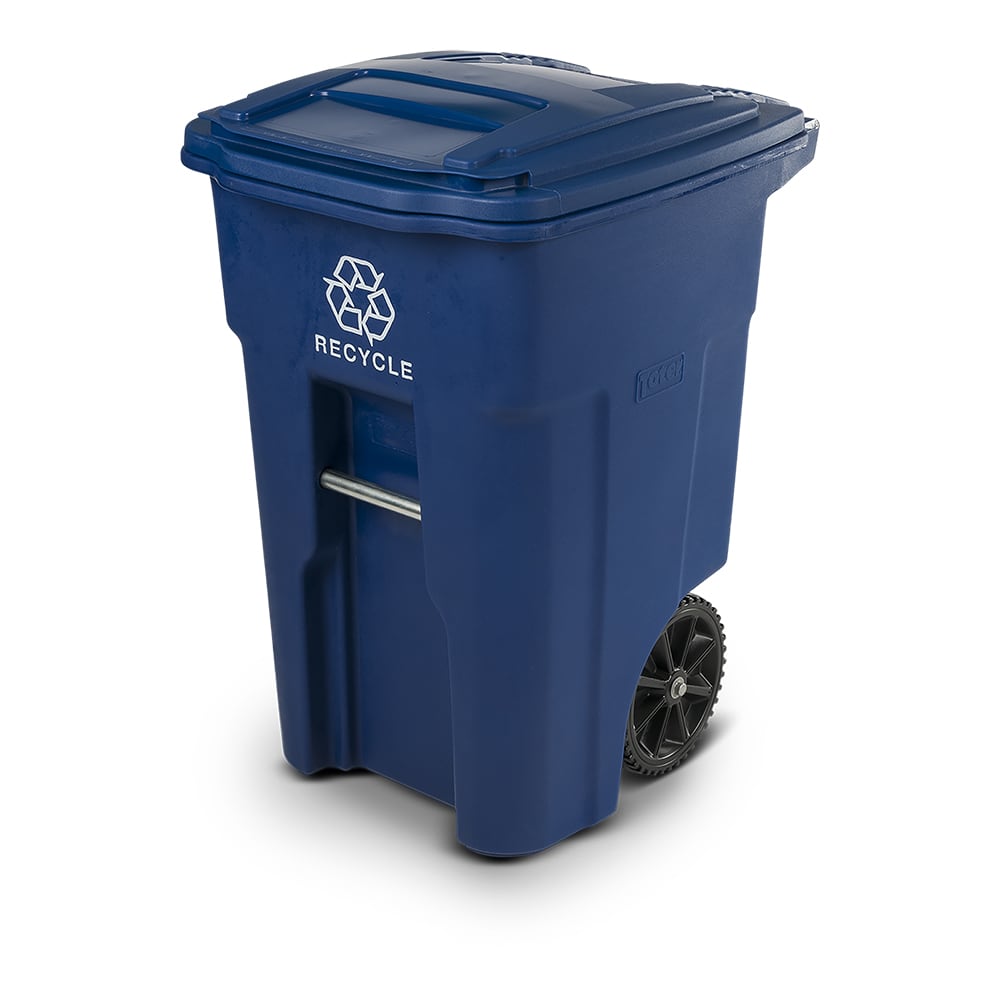 48 Gal. Blue Rollout Recycling Container with Attached Lid