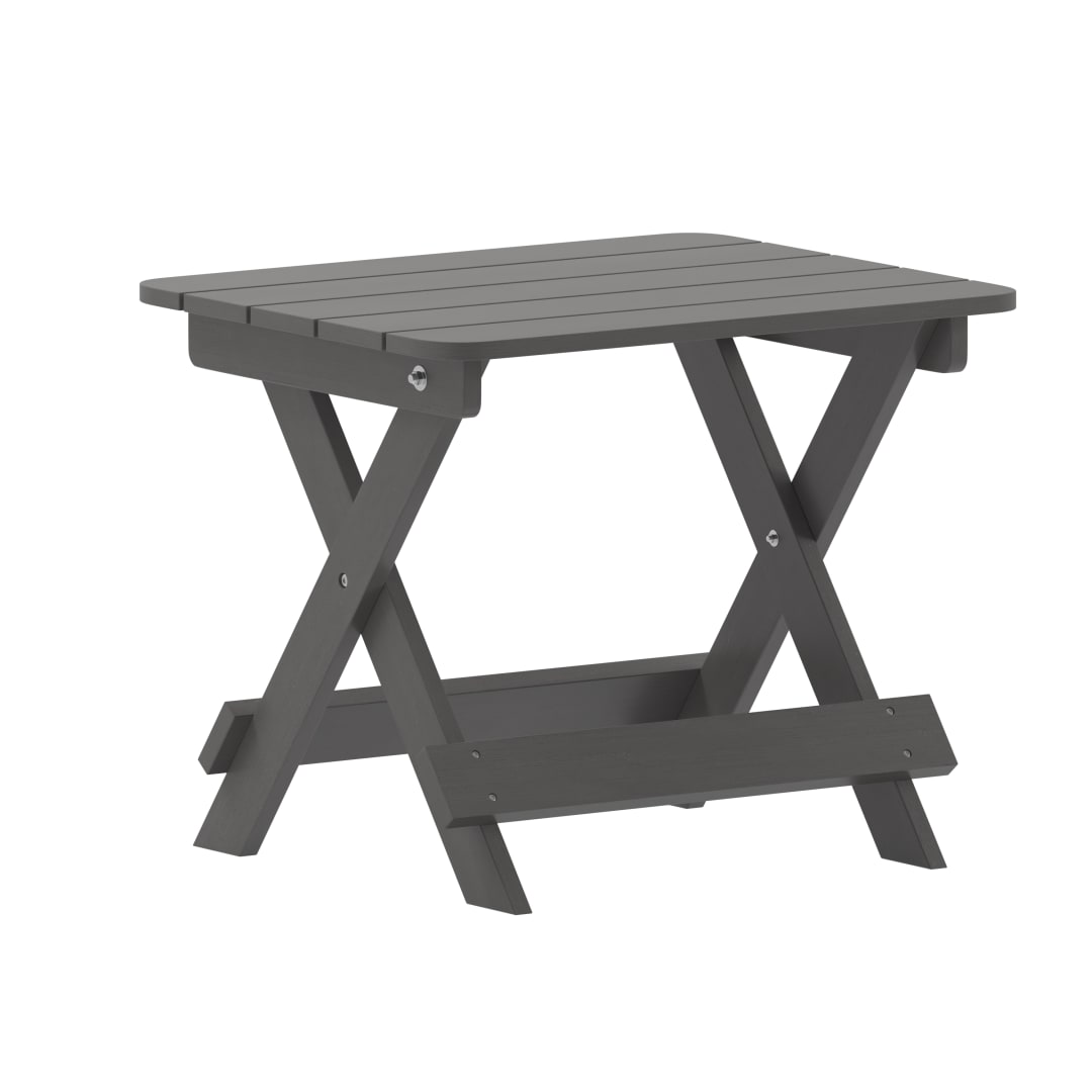 Halifax Outdoor Folding Side Table, Portable All-Weather HDPE Adirondack Side Table in Gray
