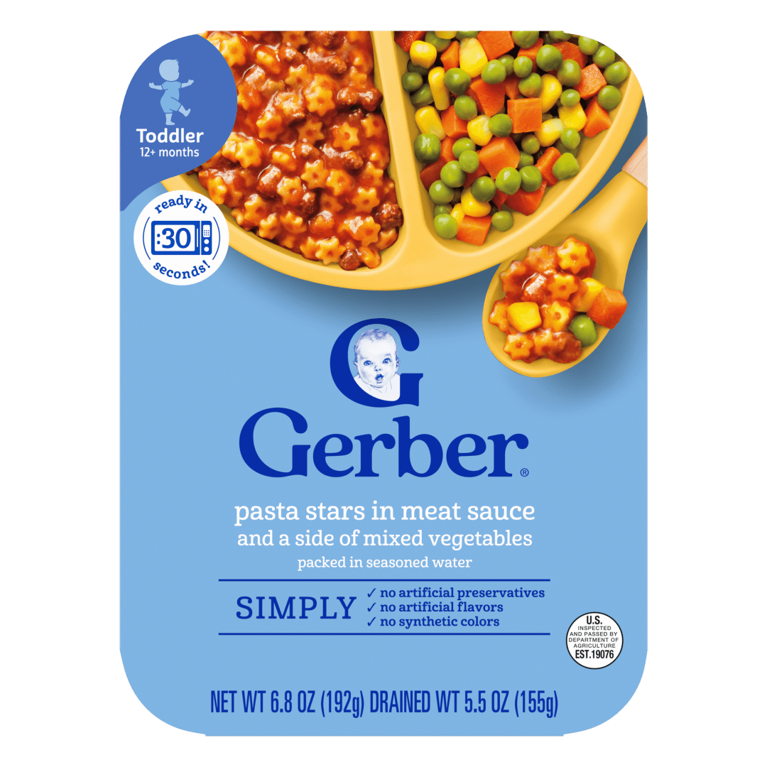 Gerber Toddler Food, Pasta Stars in Meat Sauce, Mealtime for Toddler