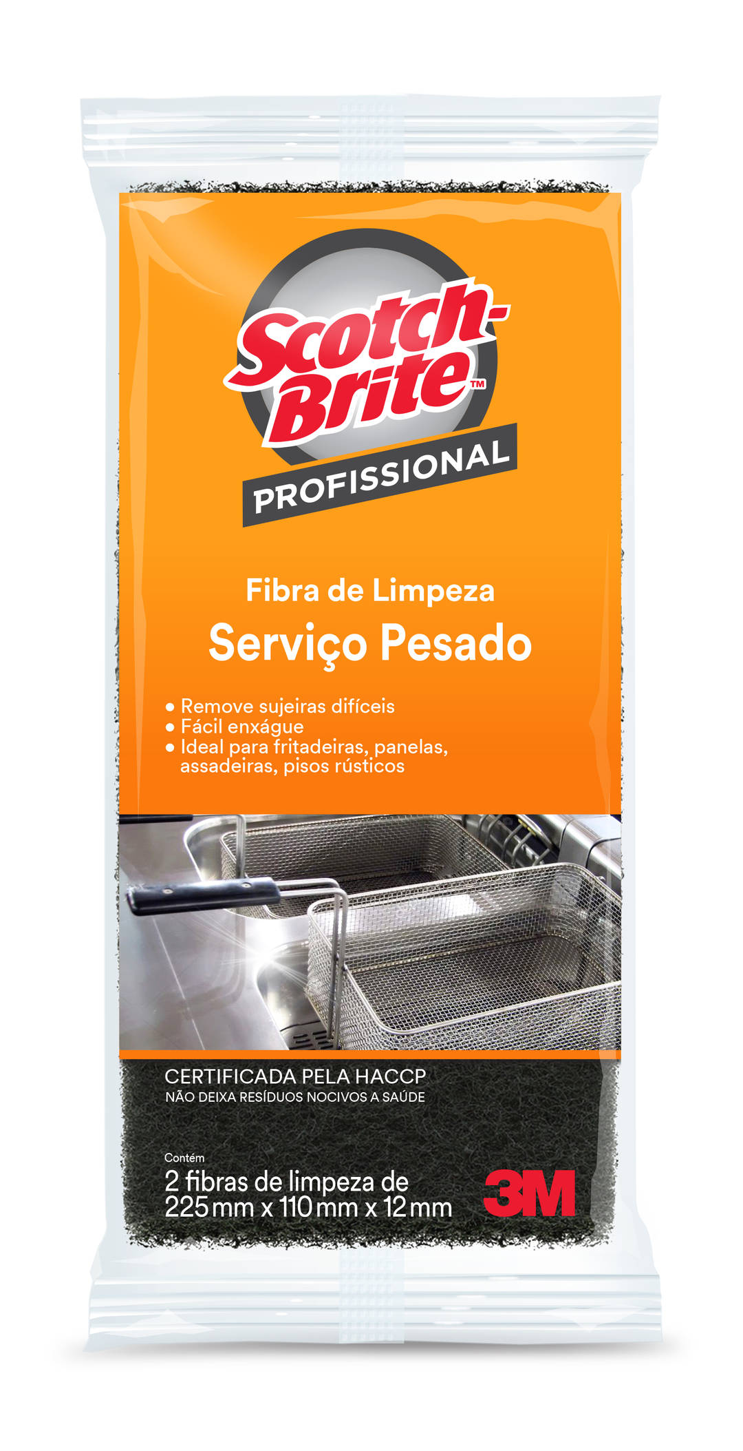 Fibra de Limpeza Serviço Pesado Scotch-Brite™ Profissional, 110 mm x 225 mm, 2 unidades