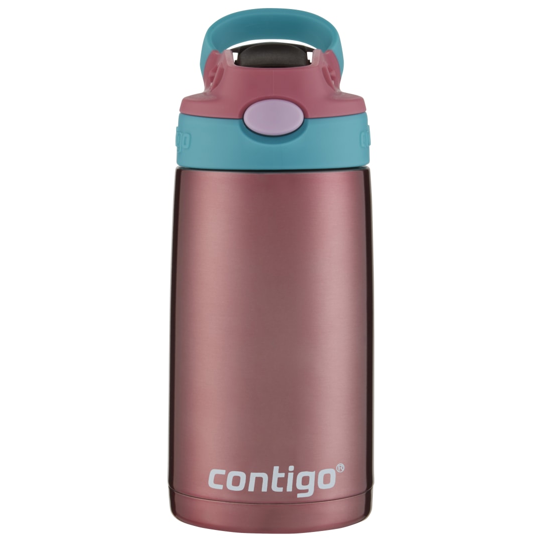 Contigo® Botella de Agua Aubrey Kids, 13 oz, Botella de Agua Limpiable, con Pajilla de Silicona, Tapa a Prueba de Derrames, Rojo Anaranjado