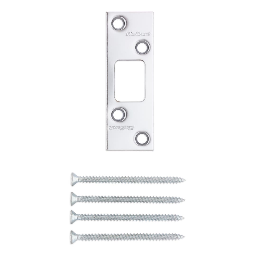 Deadbolt Square Corner Strike, 4-Hole Offset, 1-1/4" x 3-5/8" for Polished Chrome or Satin Chrome Finish