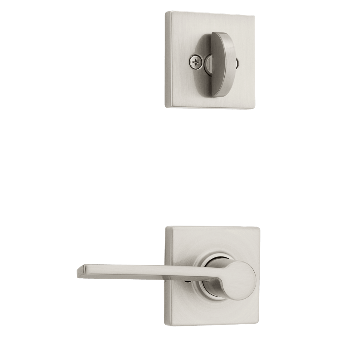 966 Single Cylinder Interior Pack w/ Right Hand Square Rose Ladera Lever Handlesets in Satin Nickel