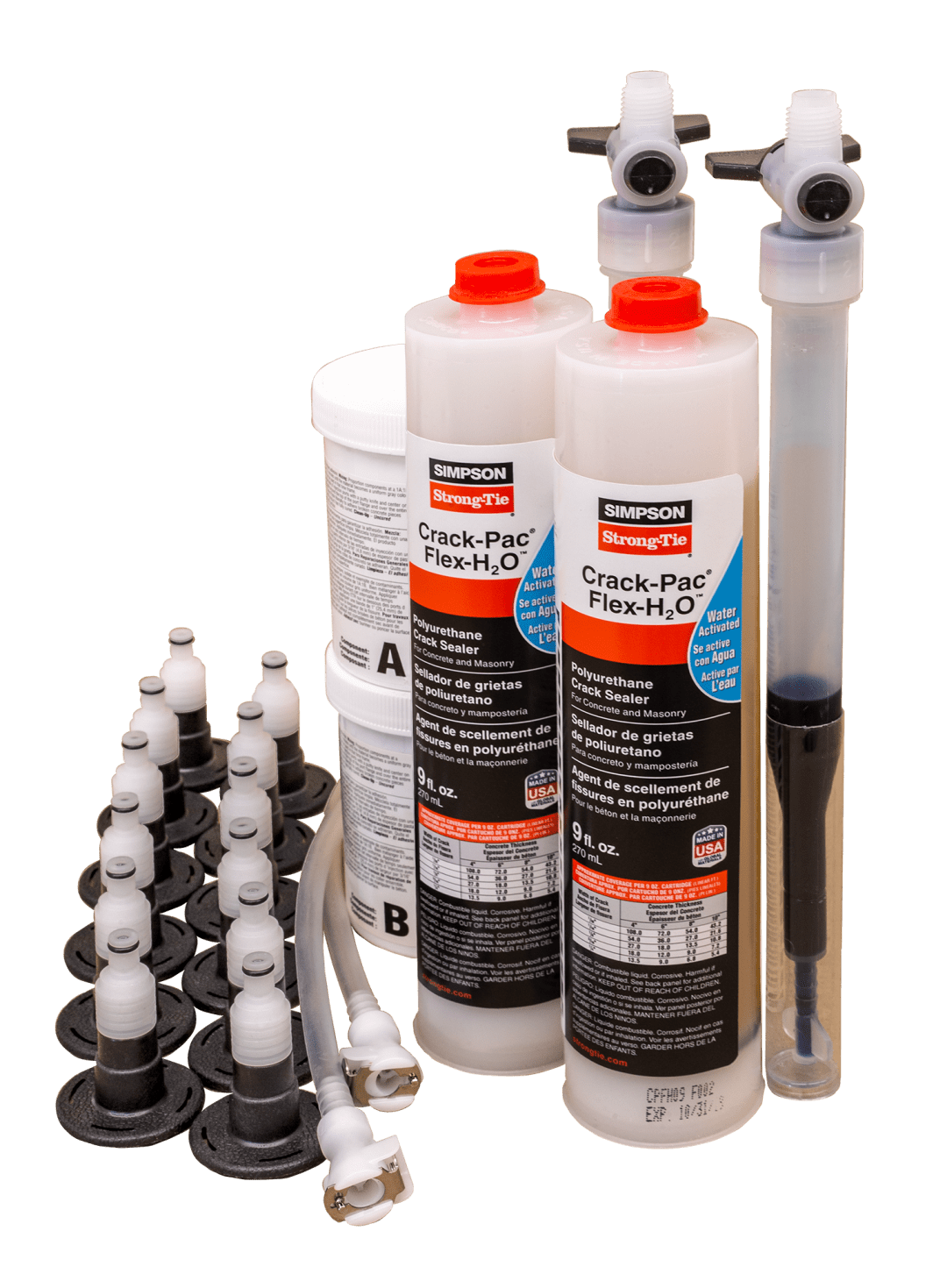Simpson Strong-Tie CPFH09KT Crack-Pac® Flex-H2O™ 9 oz. Polyurethane Crack Sealer Injection Kit (2 Cartridges)