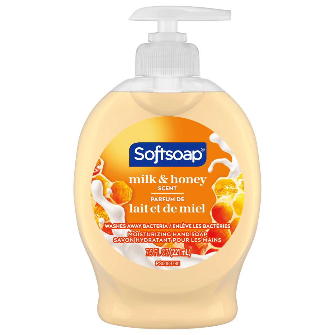 Pompe de savon liquide hydratant pour les mains Softsoap Milk & Honey, 221 mL