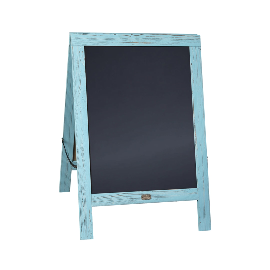Canterbury 30" x 20" Vintage Wooden A-Frame Magnetic Indoor/Outdoor Chalkboard Sign, Freestanding Double Sided Extra Large Message Board, Robin Blue