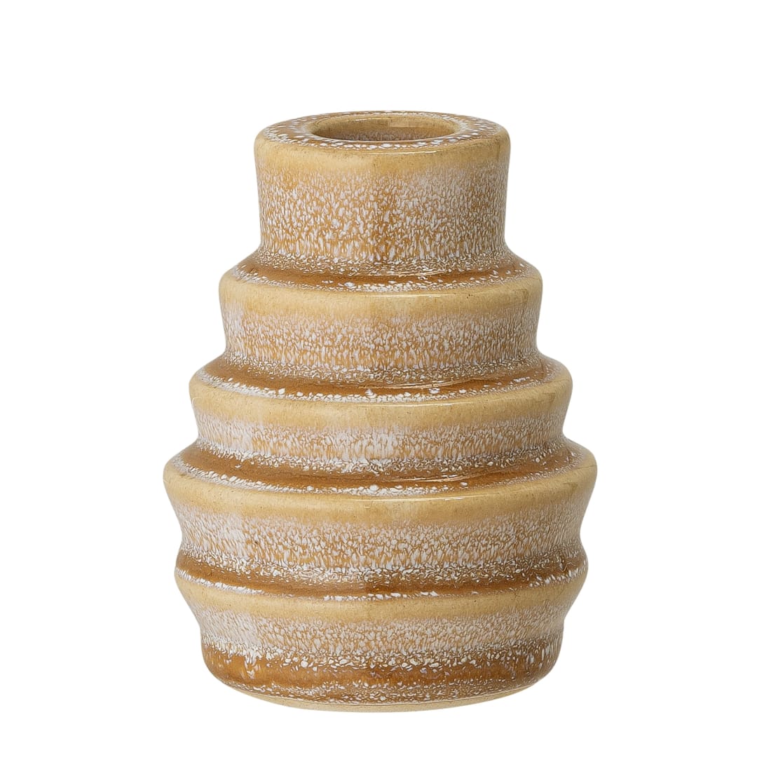82050025 - Emin Candle Holder, Yellow, Stoneware STOCK: 98