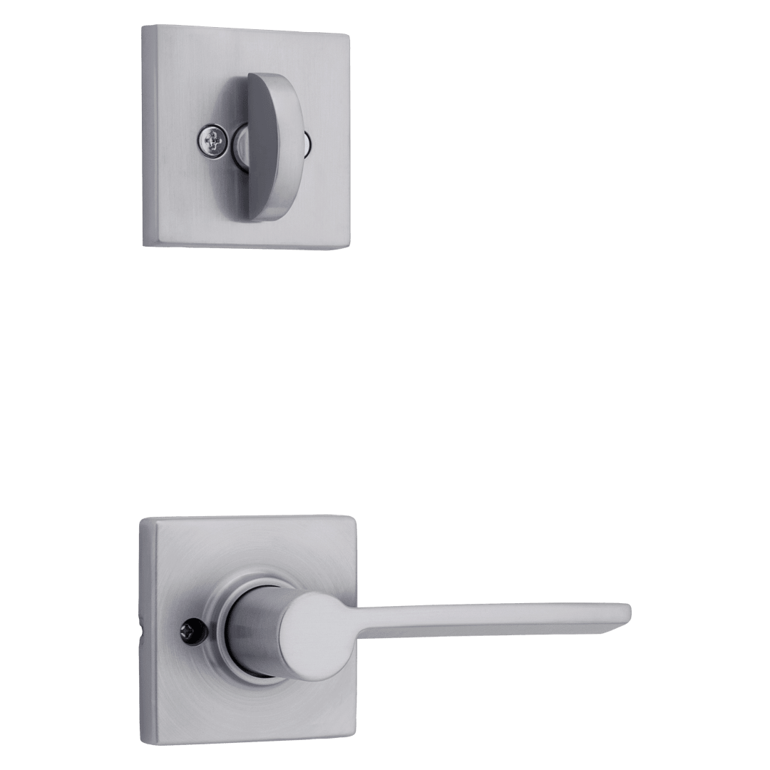 966 Single Cylinder Interior Pack w/ Left-Handed Square Rose Ladera Lever Handlesets in Satin Chrome