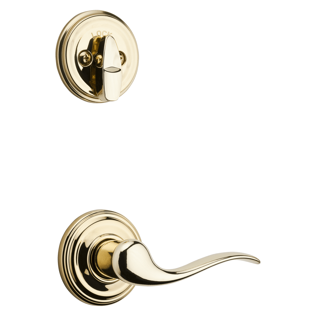 966 Single Cylinder Interior Pack w/ Left-Handed Tustin Lever Handlesets in Polished Brass