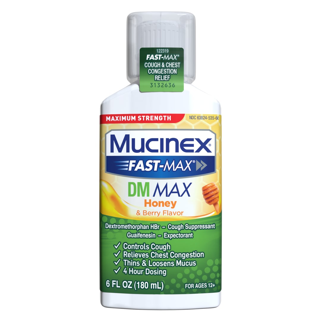 Mucinex Fast-Max DM Max Honig- & Beeren-Geschmack Flüssigkeit – 177 ml, maximale Stärke