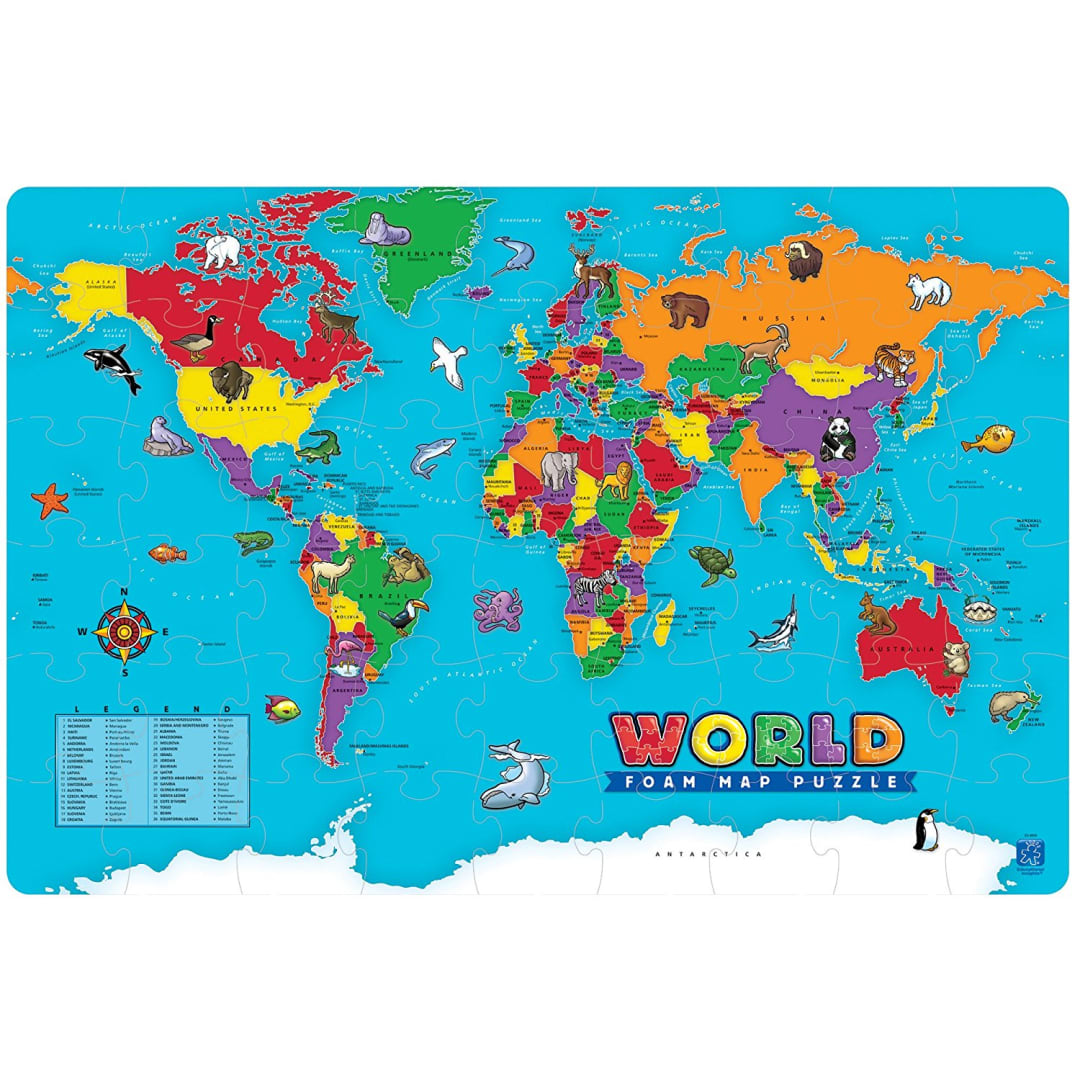 PUZZLE, FOAM, WORLD MAP