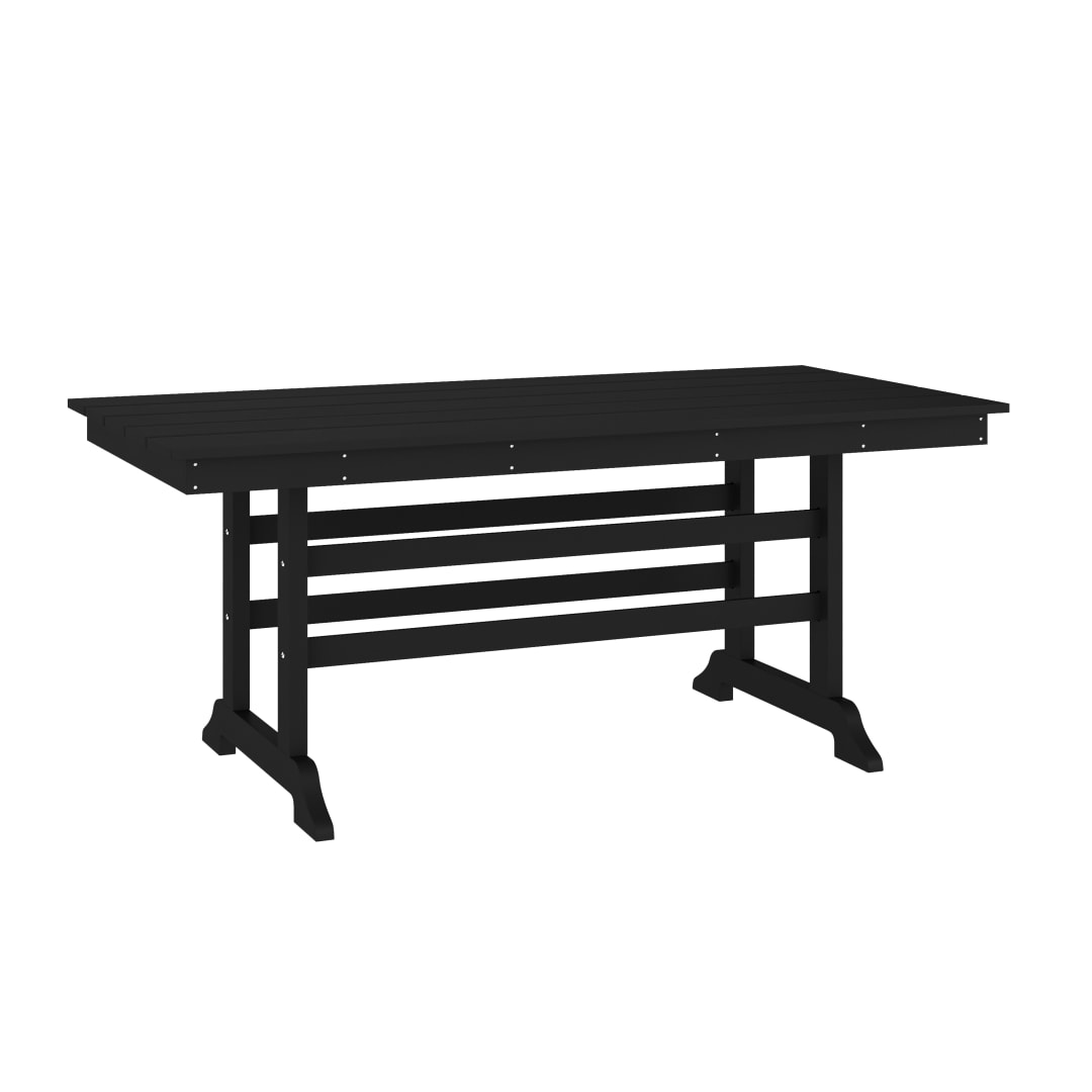 Abraham Commercial Grade Indoor/Outdoor 72" Rectangle Recycled HDPE Adirondack Dining Table for 6 in Black