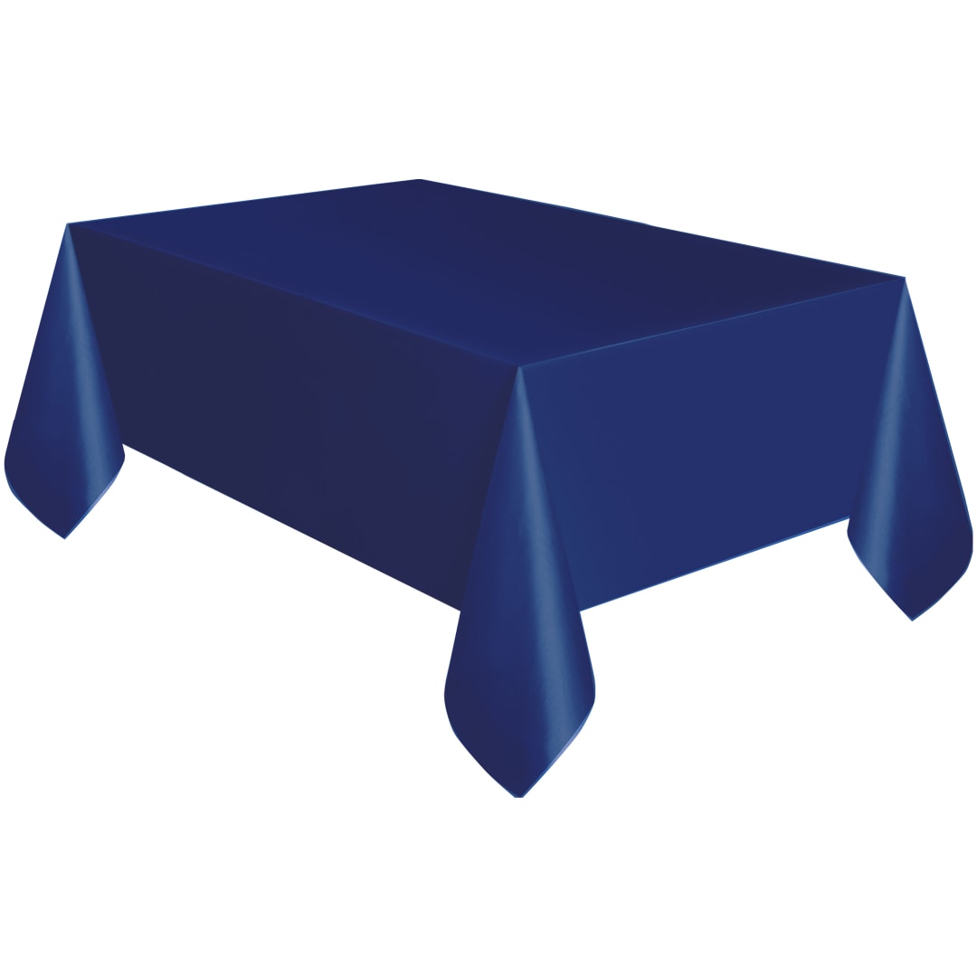 True Navy Solid Rectangular Plastic Table Cover, 54" x 108"