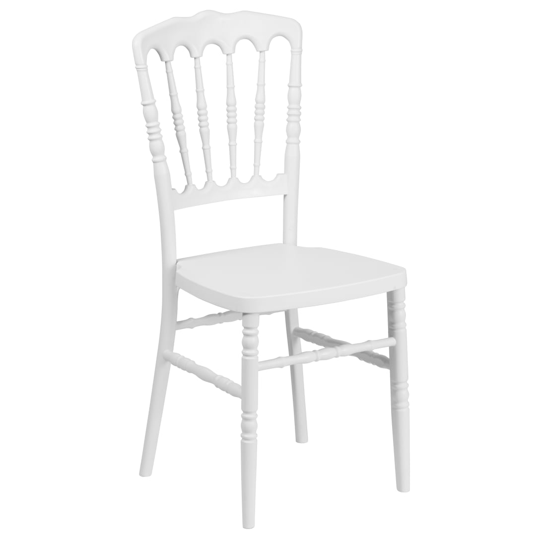 HERCULES Series White Resin Stacking Napoleon Chair