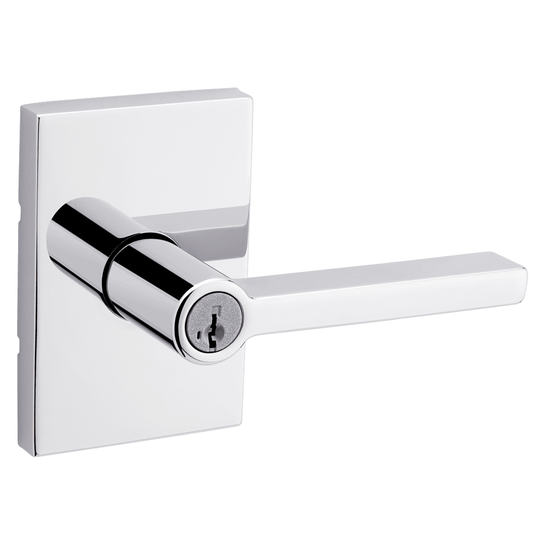 Halifax Keyed Entry Lever in Polished Chrome featuring SmartKey Security