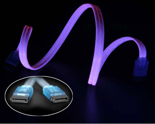 24 inch Red UV reactive SATA drive cable
