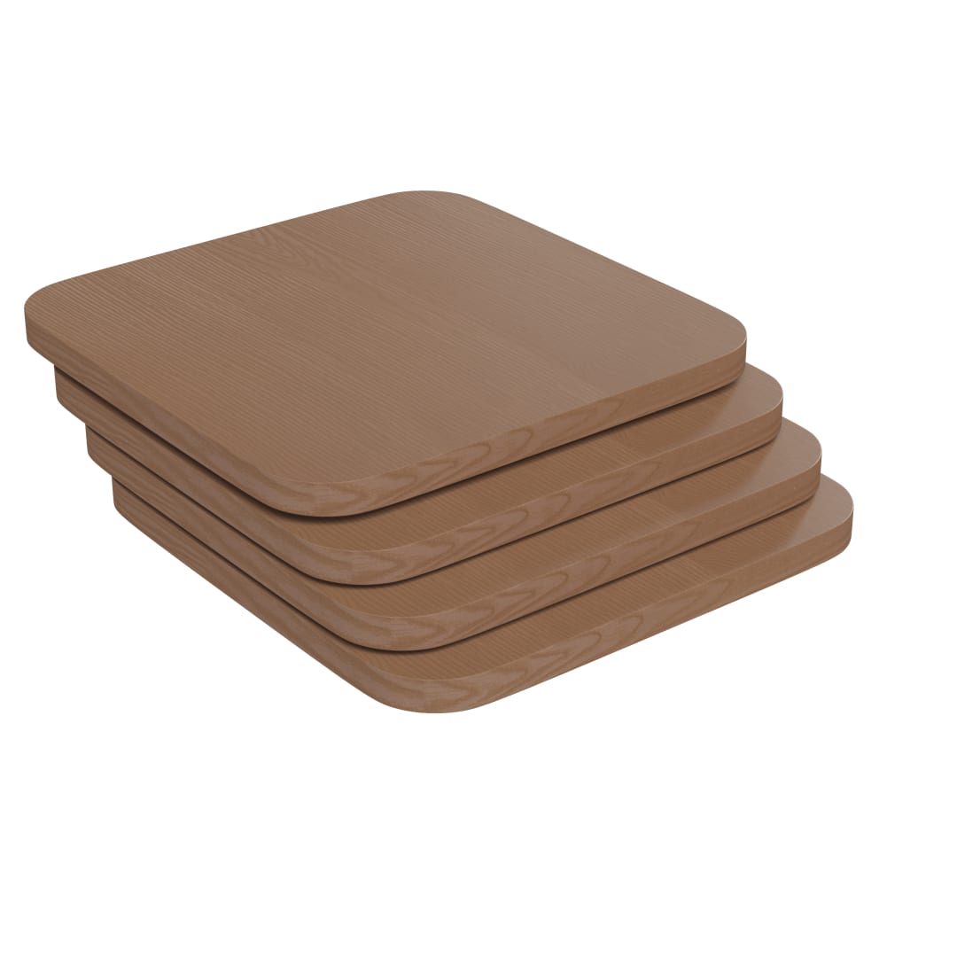 Perry Poly Resin Wood Square Seat with Rounded Edges for Colorful Metal Barstools in Teak