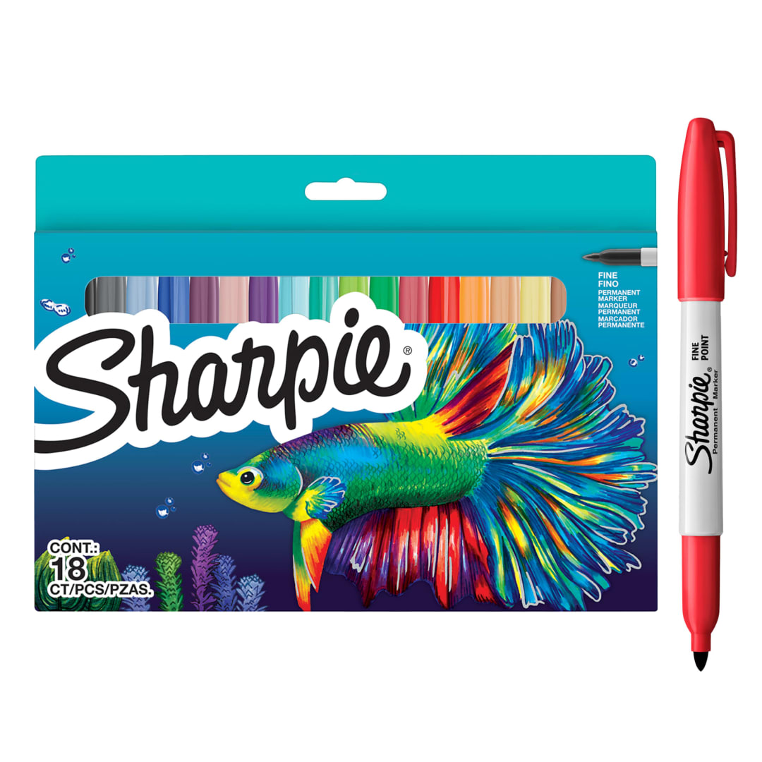 Sharpie Permanent Marker Set | Limited Edition Colour Assortment | Fine Point | 18 Count Marker Pens | Back to School Set