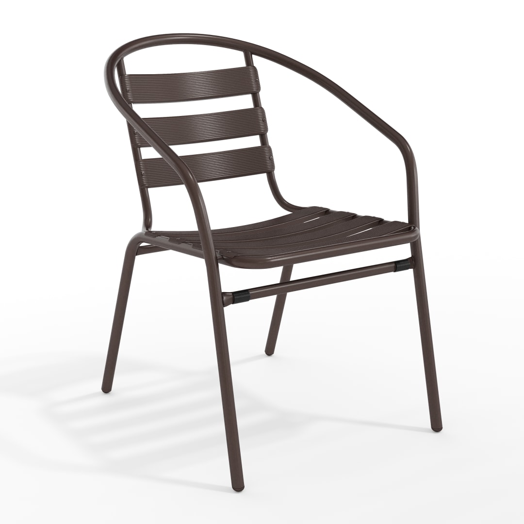 Lila Bronze Metal Restaurant Stack Chair with Metal Slats