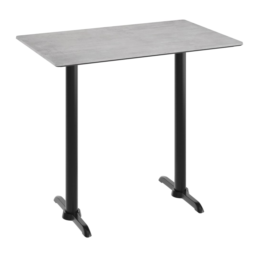 TopGuard 48" x 30" Tabletop, Gray Faux Concrete, Seamless Surface Technology, 5x22 Black Bar Height T-Bases, Moisture, Scratch, Heat, UV Resistant