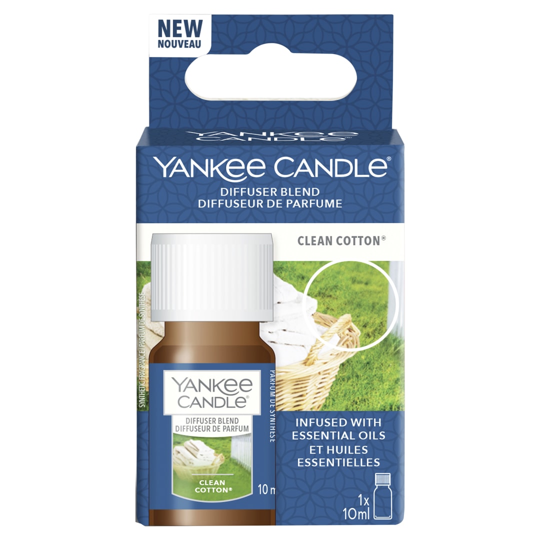 Yankee Candle Aceite difusor ultrasónico | Recambio para difusor Clean Cotton | 10 ml