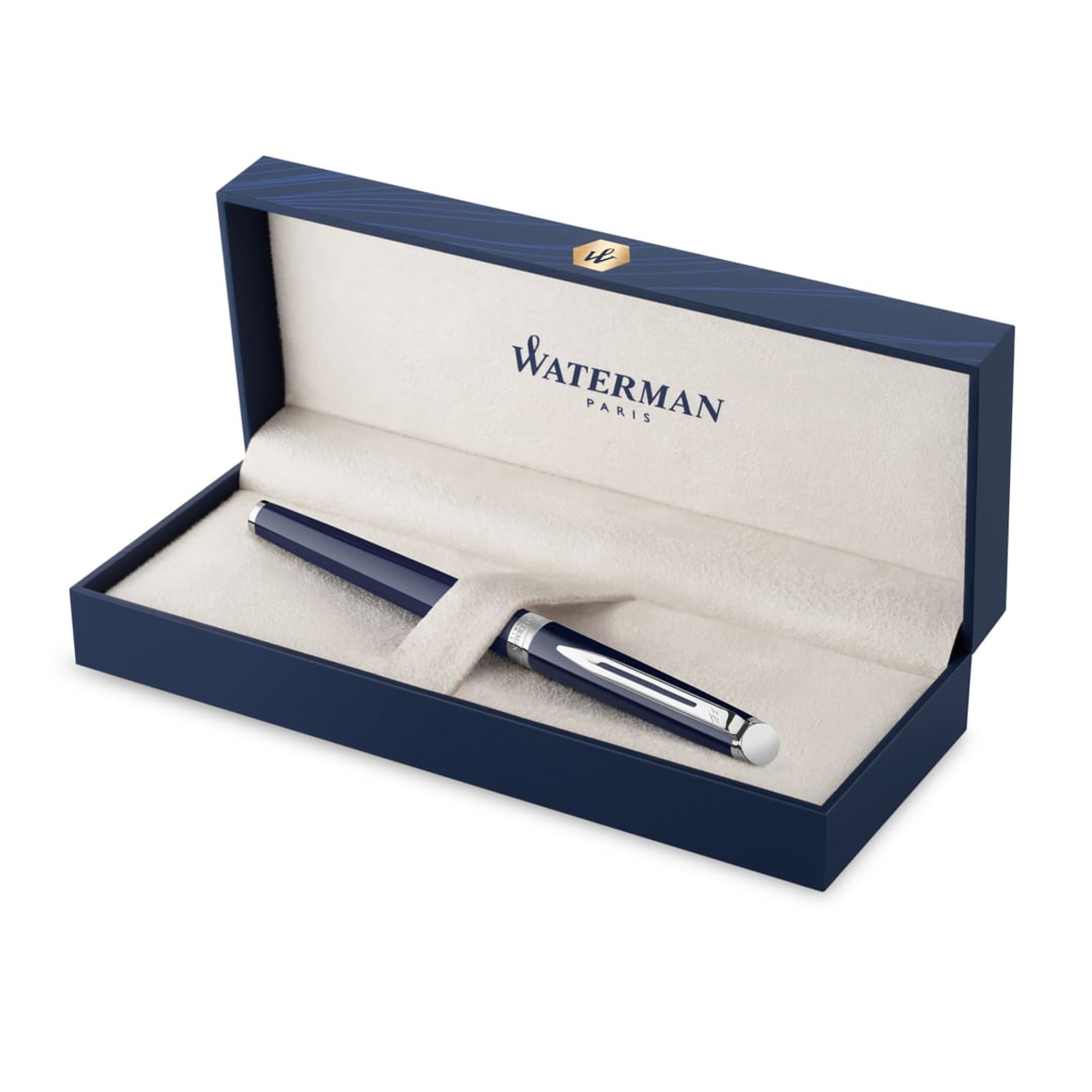Waterman Hemisphere, Fountain Pen, Blue Lacquer with Palladium trim, Stainless Steel Medium Nib, Blue Ink, Gift Box