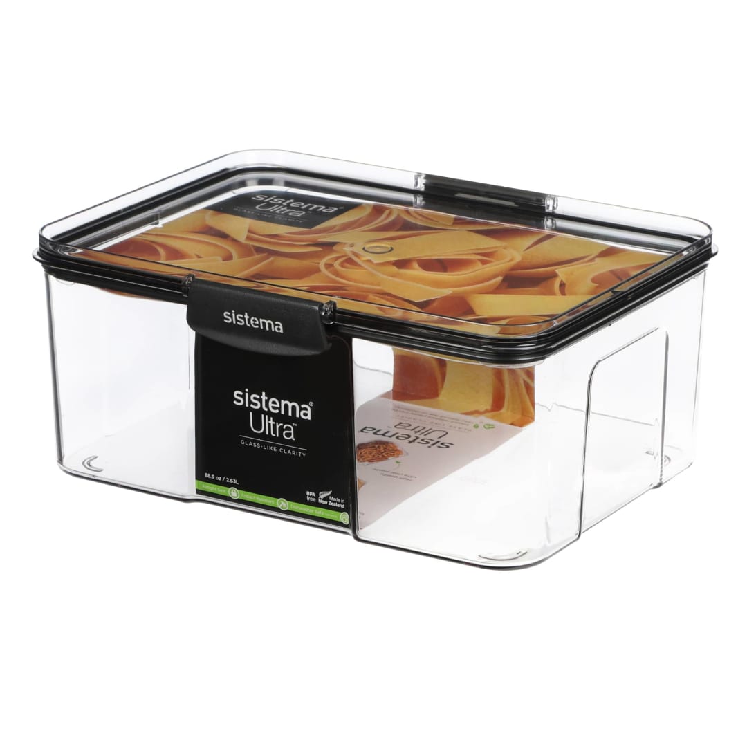 Sistema Ultra Airtight Pantry Food Storage Container, 2.63 L, Rectangular, Stackable, BPA-Free Tritan Plastic