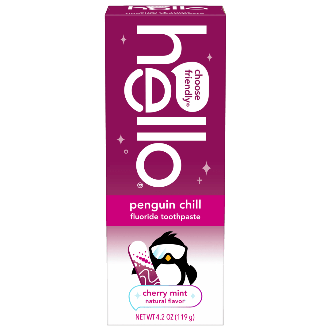 hello Penguin Chill Kids Toothpaste with Fluoride, Cherry Mint, 4.2 oz Tube