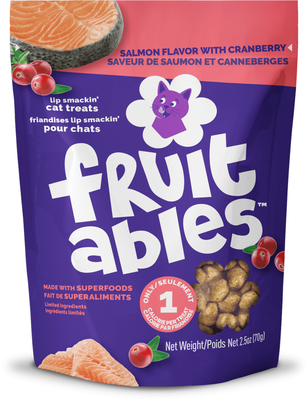 Fruitables Cat Treats, Salmon with Cranberry, 2.5 Ounces, Canada Version