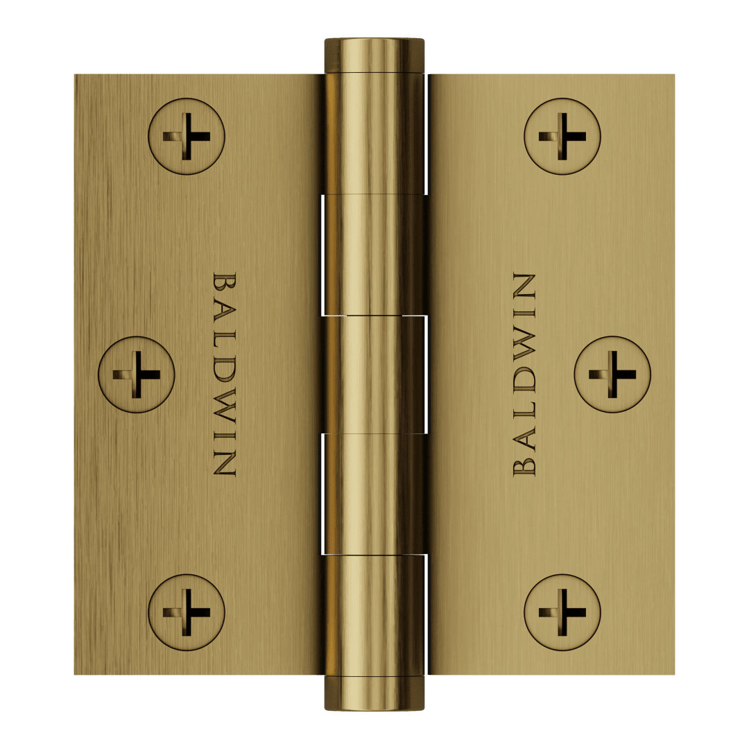 1030 3" Square Corner Hinge In Heirloom Brass