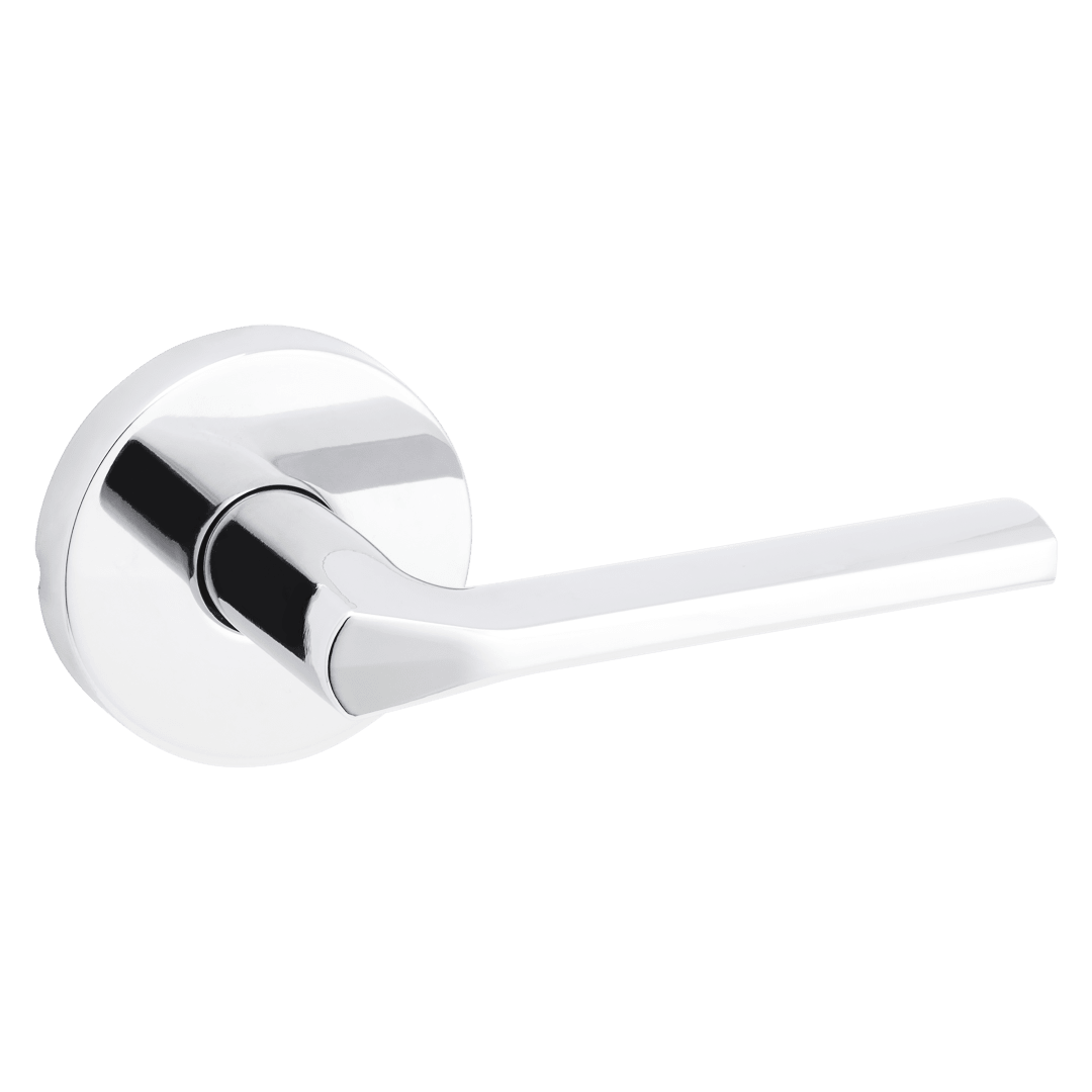 Lisbon Hall/Closet Door Lever with Round Rosette  in Polished Chrome