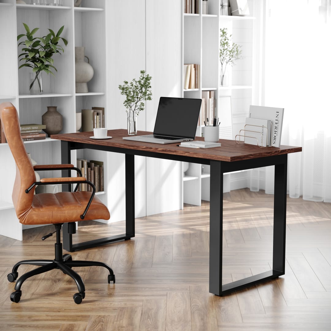 Redmond Commercial 60x24 Conference Table with 1" Thick Double Sided Laminate Table Top with PVC Edging and Heavy Duty U-Frame Steel Base, Walnut