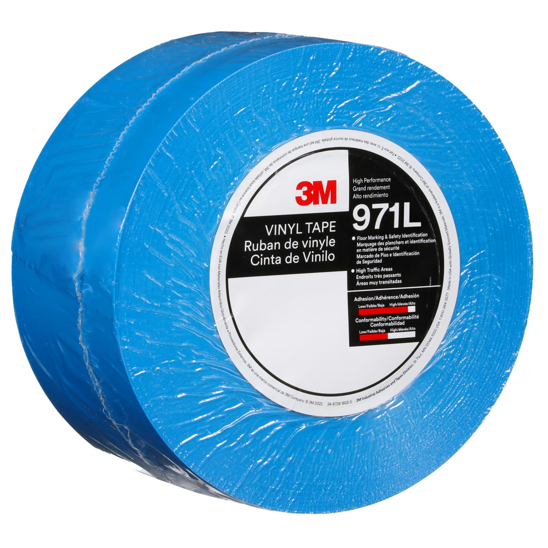 3M™ Dayanıklı Yer İşaretleme Bandı 971L, Blue, 76.2 mm x 33 m, 0.43 mm, Individually Wrapped Conveniently Packaged