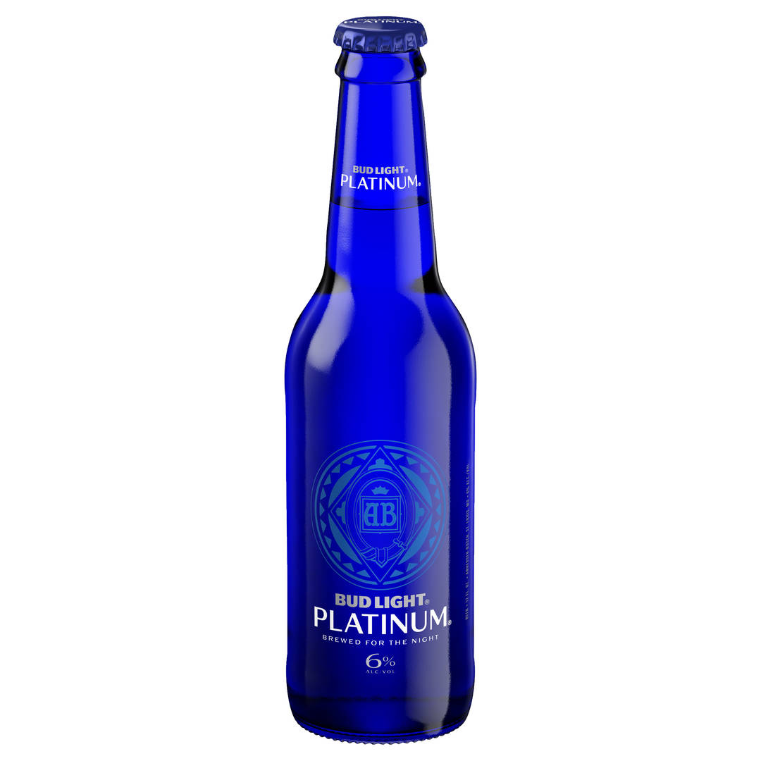 Bud Light Platinum 12 oz Glass Bottle Back LABEL NAC 6ABV APL Rewind 7 - 2mil SACMI